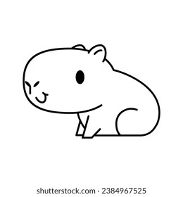 Cute cartoon capybara. Perfect for coloring page or book for  illustration.