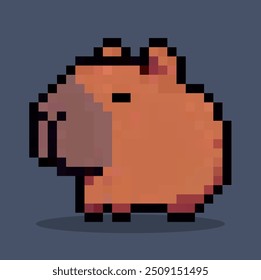 cute cartoon capybara pixel art vector