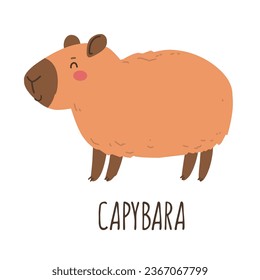 Cute cartoon capybara. Vector animals, children's print in flat style.