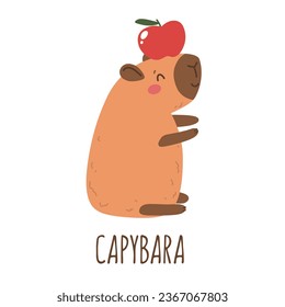 Cute cartoon capybara. Vector animals, children's print in flat style.