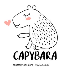 Cute cartoon capybara vector illustration. South America fauna.