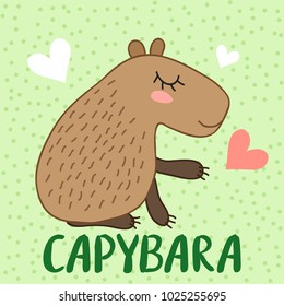 Cute cartoon capybara vector illustration. South America fauna.