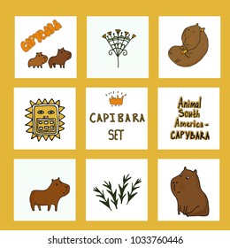 Cute cartoon capybara vector illustration. South America fauna. For children. Notebooks, cards, labels, diaries, accessories-school, stickers, t-shirts, banners, tags 
