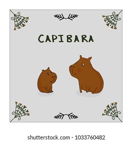 Cute cartoon capybara vector illustration. South America fauna. For children. Notebooks, cards, labels, diaries, accessories-school, stickers, t-shirts, banners, tags 