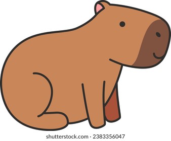 Un bonito capibara de dibujos animados. Ilustración vectorial aislada en fondo blanco.