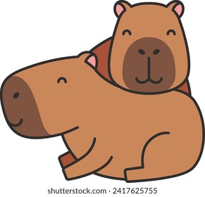 Un bonito capibara de dibujos animados. Ilustración vectorial aislada en fondo blanco.