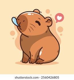 cute cartoon capybara . vector illustration