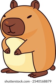 Cute cartoon capybara wild life animal vector illustration