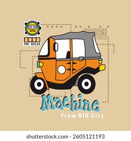Cute Cartoon car, Flat Vector Illustration