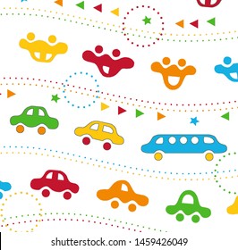 Cute cartoon car image patterns, bright color colors