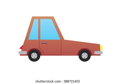Cute Cartoon Car Isolated on White Background