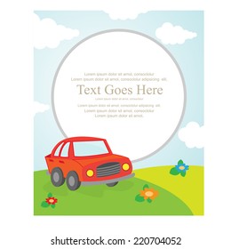 cute cartoon car on a hilly background