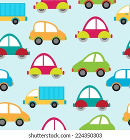 cute cartoon car seamless pattern. vector