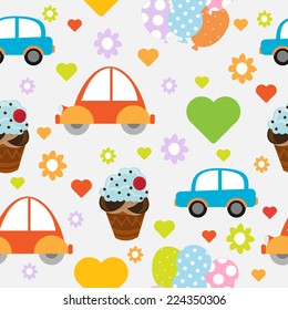 cute cartoon car seamless pattern. vector