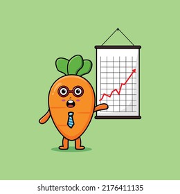 Cute cartoon carrot businessman present information in flat modern style design