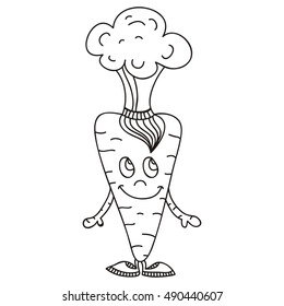 Cute cartoon carrot chef. Vector illustration.