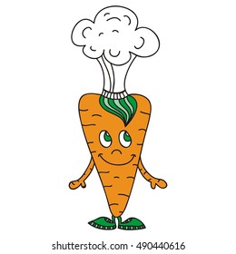 Cute cartoon carrot chef. Vector illustration.
