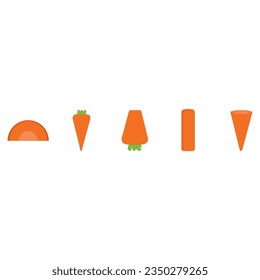 Cute cartoon carrot icon set isolated on white background vector illustration.