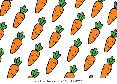 Fundo de padrão sem emenda de cenoura de desenhos animados bonito