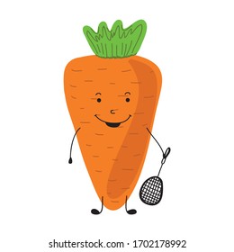 Cute cartoon carrot. Vector illustration