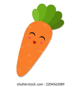 Cute cartoon carrot, vector, kawaii illustration