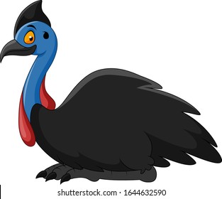 A Cute cartoon cassowary sitting