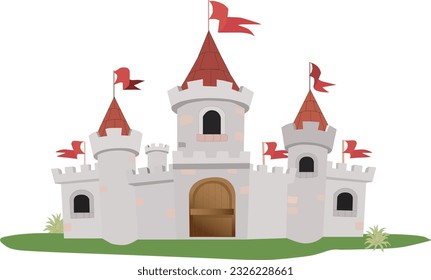 Cute cartoon castle. Vector illustration with simple gradients.Vector flat illustration.castle illustration drawing and white background