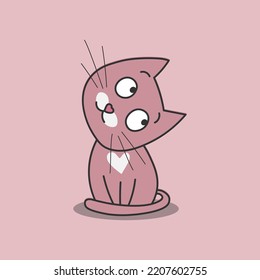 Cute cartoon cat with asking eyes