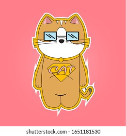 cute cartoon cat bakground isolated pink