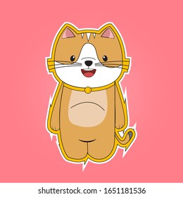 cute cartoon cat bakground isolated pink