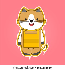 cute cartoon cat bakground isolated pink