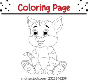 Cute cartoon cat. Black and white vector illustration for coloring book