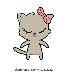 lindo gato de dibujos animados con arco