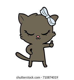 lindo gato de dibujos animados con arco