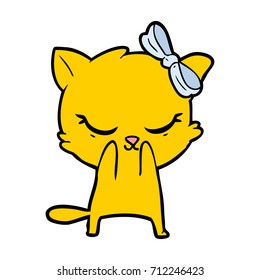 süße Cartoon-Katze mit Schleife