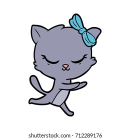 cute cartoon cat with bow
