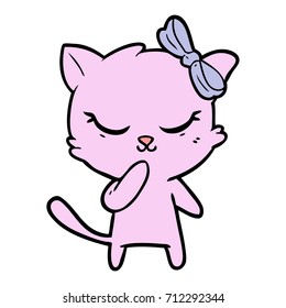 lindo gato de dibujos animados con arco