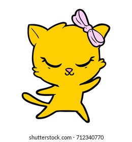 gato de desenho animado bonito com arco