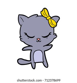 cute cartoon cat with bow