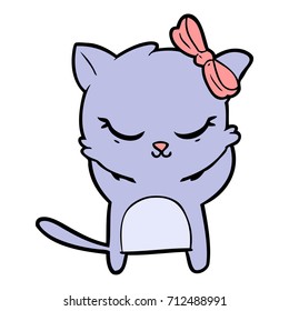 lindo gato de dibujos animados con arco