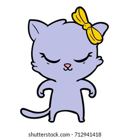 cute cartoon cat with bow