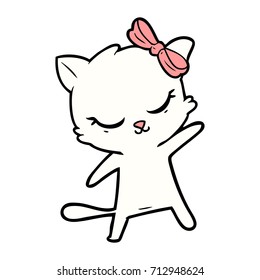 lindo gato de dibujos animados con arco