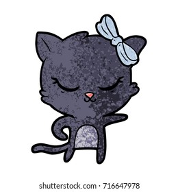 cute cartoon cat with bow