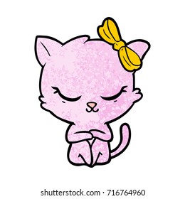 lindo gato de dibujos animados con arco