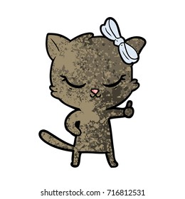 süße Cartoon-Katze mit Schleife