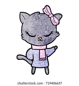 cute cartoon cat with bow