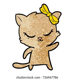 cute cartoon cat with bow