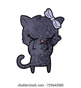 cute cartoon cat with bow
