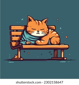 Cute cartoon cat with a bow vector illustration
