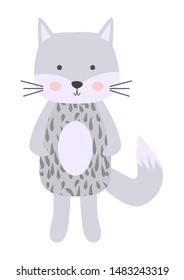 Cute cartoon cat boy in scandinavian style. Childish print, nursery, kids apparel,poster, postcard